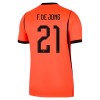 Jalkapallo Pelipaidat/Peliasut Alankomaat Frenkie de Jong 21 Lasten Kotipelipaita Mm-Kisat 2026